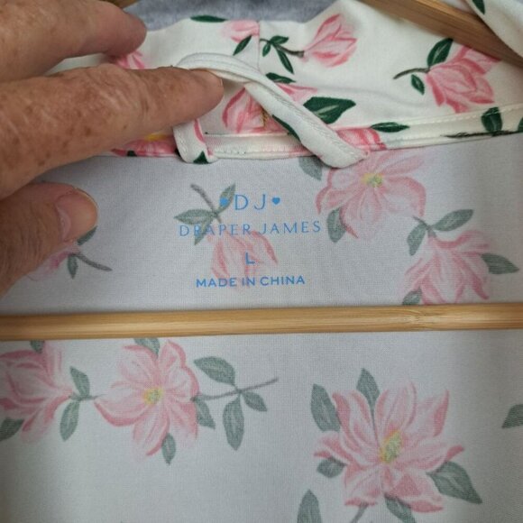 Draper James Cream & Pink Magnolia Flower Robe Super Soft Sz.L - Picture 5 of 7